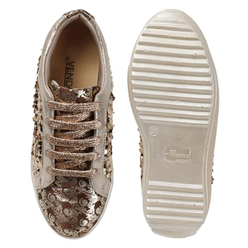 Image of Vendoz Women Wedding & Party High Heel Sneakers I Cushioned Insole I Glittery & Embellished Bridal Wear I Lightweight and Stylish Shoes for Girls CNV4033