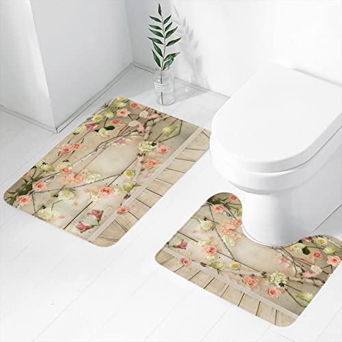 Tapis de bain douche absorbant doux lavable antidérapant imprimé floral - 4