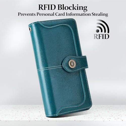 Image of FALAN MULE Wallets for Women Trifold Wristlet Wallets Large Capacity RFID Blocking Ladies Purse Credit Card Holder