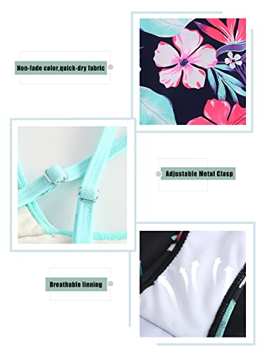 Moon Tree Girls One Piece Swimsuits Hawaiian Ruffle Fluorescent Green Beach Bathing Suit 2-14 Years4