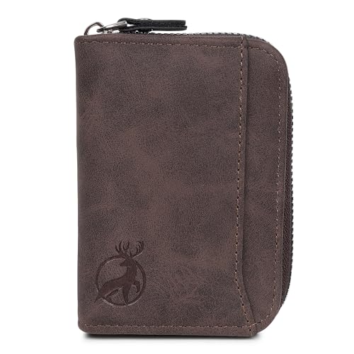 Image of Stealodeal Premium PU Leather 9-Slot Card Holder with 2 Cash Compartments and Zipper Closure Credit /Debit /ATM Card Holder (Dark Brown)