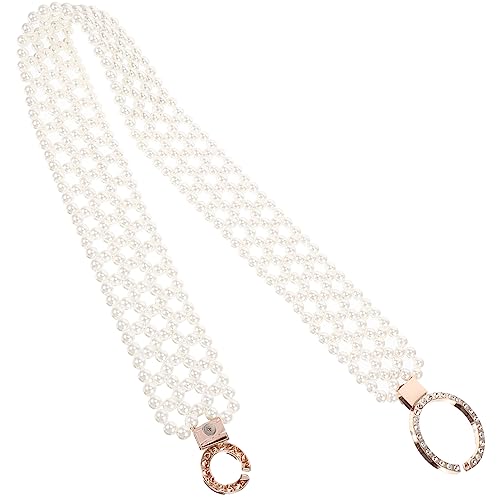 Ceinture tressée élastique blanche à perles avec boucle réglable VANZACK - 5