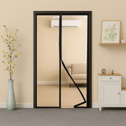 Image of Royalkart Transparent PVC Magnetic Door Curtain | Hands Free Self-Closing Screen | Blocks Insects & Outside Dust | Clear See-Through Screen for Home, Kitchen, AC Room, Shop | Door Size- 90cm x 215cm