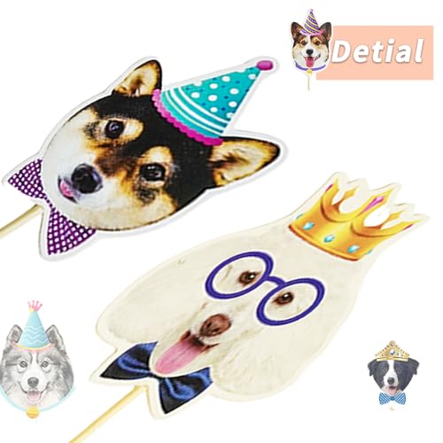 WATUNID 28Pcs Hund Cupcake Toppers, Hund Gesicht Kuchen, Hunde Geburtstag Muffin Deko, Niedliche Welpen Cupcake Deko für Haustier Thema Hundegeburtstag Party-Zubehör Baby-Dusche (20 Styles)