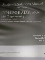 Student's Solutions Manual to Accompany College Algebra with Trigonometry International Edition 0071210709 Book Cover