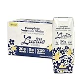Lucille Complete Nutrition Shake | Madagascar Vanilla | 230 Cal, 20g Protein & 5g Fiber | Lactose Free, Gluten Free, No Soy or Seed Oils | Ready to Drink Shake for Adults & Seniors | 8 oz, 12 Pack