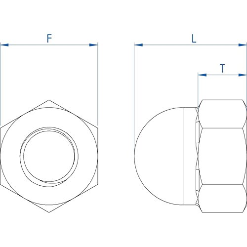 Fullerkreg 1/2"-13 Acorn Cap Nuts,18-8 Stainless Steel, Quantity 8 #TOP18