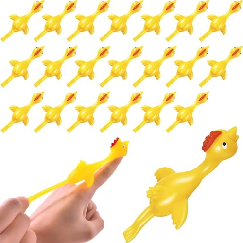 KSHGTB Shooting Chicken Finger Sling Toy - 30pcs Adhesive Wall Interactive Game for Kids & Adults with Stress Relief Design, Yellow Plastic Fun Toys for Indoor Play and Skill Development