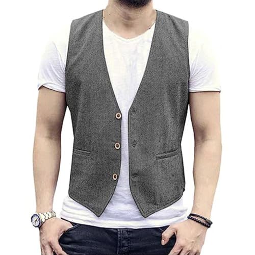 Men’S Lightweight Slim Fit Waistcoat Single Breasted V-Neck Breathable Sleeveless Casual Vest For Office Wear2