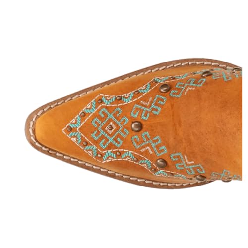 Dingo Womens Tequila Fringe Southwest Sunrise Snip Toe Pull On Casual Boots Mid Calf Mid Heel 2-3" - Orange4