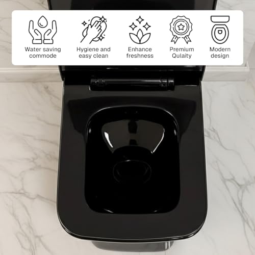 Image of KrissKross Premium Rimless Floor Mounted One Piece Water Closet Ceramic Western (Black)