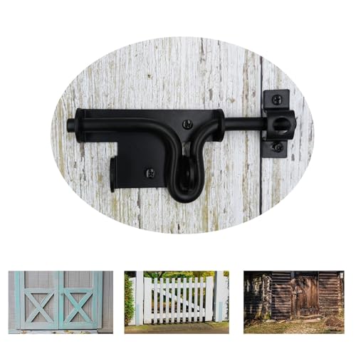 LAJIAOZ Black Heavy Duty Slide Bolt Gate Latch with Padlock Hole - Solid Hardware Thickened Metal Sliding Bolt Door Locks Gate Latches for Shed Door,Wooden Fences,Barn Doors,Yard Door,Outdoor Latch