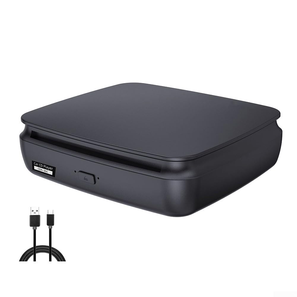 CD portatile per auto con lettore DVD con USB e, compatto disco esterno Musica, Play, ABS Build, finitura nera, uso domestico di viaggio