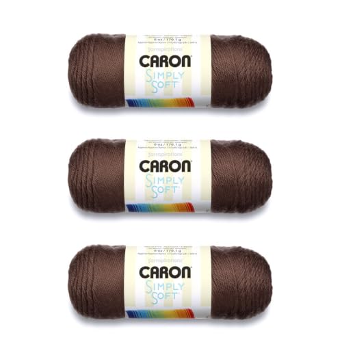 Caron Simply Soft 3-Pack Yarn, 3oz, Gauge 4 Medium Worsted, 100% Acrylic -Taupe - Machine Wash & Dry