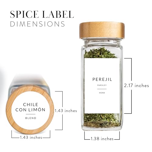 Image of 127pcs Spanish Spice Labels Pre-Printed Waterproof Spanish Spanish Spanish Spice Jar Labels Written Jar Labels Round Rectangular Spice Labels For