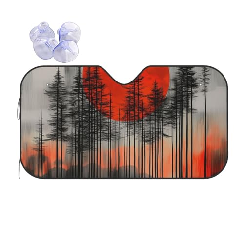 Housses de soleil pour voitures au design artistique arbres rouge en voyage