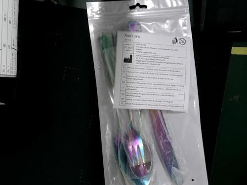 Andibro 5Pcs Rainbow Cutlery Set, Stainless Steel Rainbow Flatware Set Round Handle Colorful Silverware Set for Kitchen Home Restaurant Dishwasher Safe - Image 4