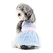 Ranphy Plaid Dog Dress for Small Dog Girls Pet Costume with D-Ring Puppy Clothing Spring Summer Outfits Chihuahua Yorkie Cats Apparel, Blue, S