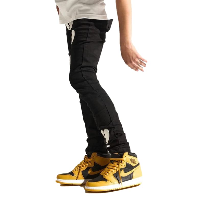 Mens Skinny Fit Straight Leg Jeans, Slim-Fit Stretch Printed Men's Jeans2