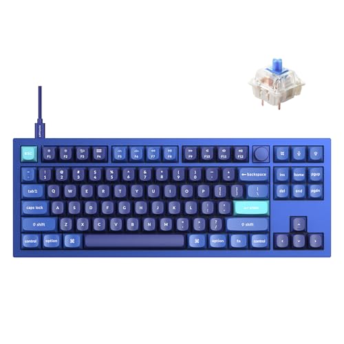 Image of Keychron Q3 Wired Custom Mechanical Keyboard Knob Version, TKL Tenkeyless QMK /VIA Programmable Macro with Hot-swappable Gateron G Pro Blue Switch Double Gasket Compatible with Mac Windows Linux (Blue)