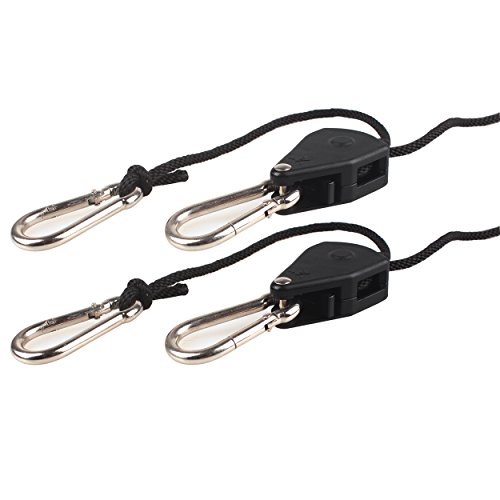 Growsun Pair of 1/8 inch Adjustable Grow Light Hangers Rope Clip Hanger Ratchet for Growing Tent