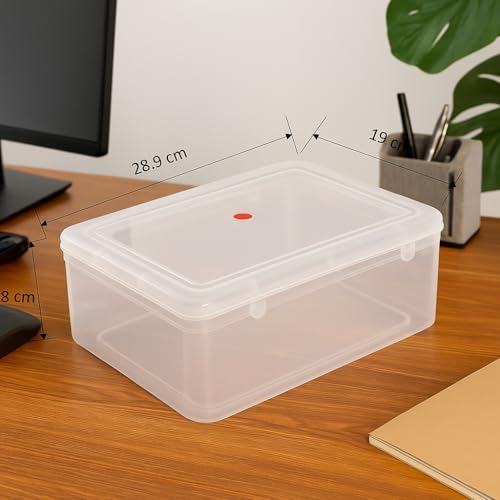 Image of Clear Transparent Plastic Storage Box Organizer Rectangle Medium Size Container With Lid And Lock For Multipurpose Jewellery Stationery Cosmetics Combo 2 Box