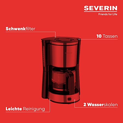 SEVERIN KA 4822 Cafetera Type para filtros de Café Molido, 10 tazas incluye jarra de cristal, acero inoxidable/negro - Imagen 5