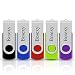 5 X 32GB USB Flash Drives, Bosexy Thumb Drives Swivel Bulk Memory Sticks Pendrive with Led Indicator Mix Color, Black/Blue/Red/Green/Purple (5PCS, 32GB Each)