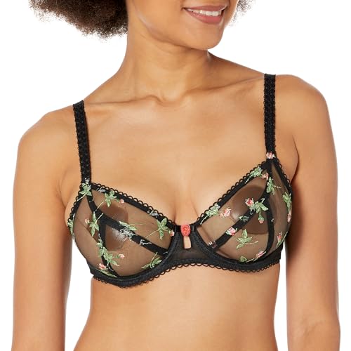 Freya Women's Rose Blossom Underwire Plunge Bra, Black, 36DD