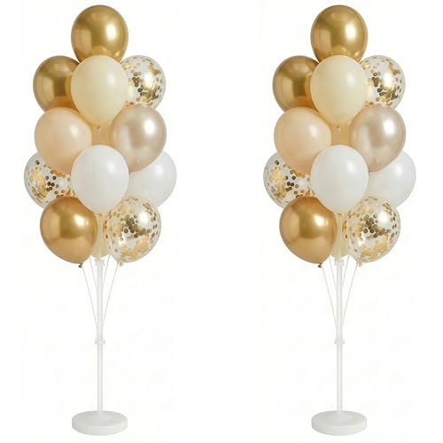 Image of Balloon Column Stand Kit with Balloons, Base and Pole, Balloon Column Kit for Floor or Table Backdrop Decoration for Party Wedding Baby Shower Birthday Graduation (Champagne Gold)