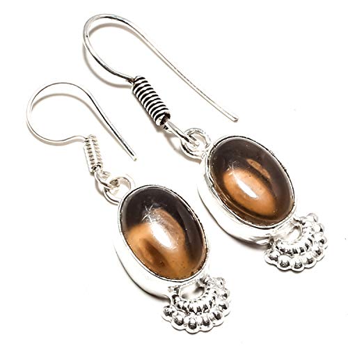 Boucles d'oreilles topaze fumée en argent 925 fait main
