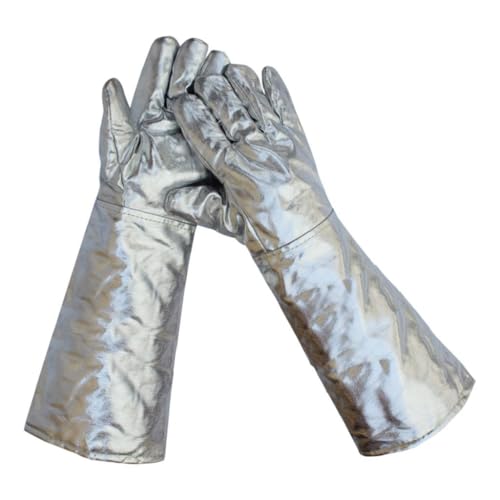 Milageto 2Pcs Aluminum Foil Welding Gloves Thermal Insulating Gloves Comfort Professional Heat Resistant Glove for Cooking Oven Baking, 45cm 350 to 1000