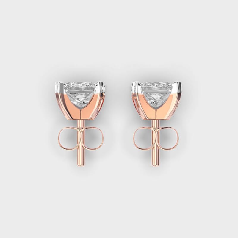 Clous d'oreilles princesse argent 925 plaqué or solitaire classique 2 ct - 4