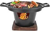 Topyond Portable Smokeless Tabletop Charcoal Grill Small, Easy to Clean, Prevents Sticking Ideal for One Person, Indoor Use