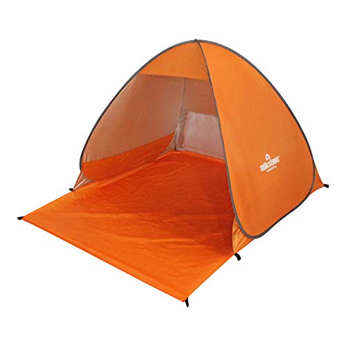 Milestone Camping 18889 - Refugio desplegable para Playa y Pesca (Incluye piquetas, 110 x 150 x 115 x 165 cm), Color Naranja