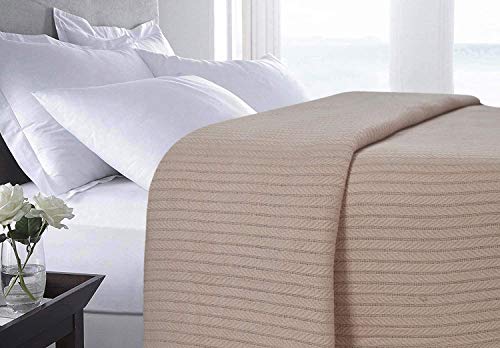 Eurotex 100% Cotton Throw Blanket King Size For Bed - Cable Weave Blankets, Tan Color Soft Lightweight Woven Throw Blankets For Couch Bed Sofa Travel Blankets & Throws - 90X90 Inches #TOP7