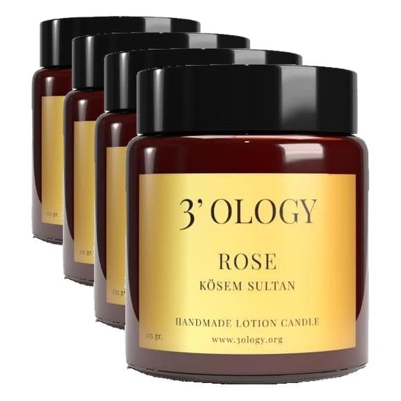 3'OLOGY Rose Kösem Sultan Handmade Lotion Candle, 125 gr (4 paketi)