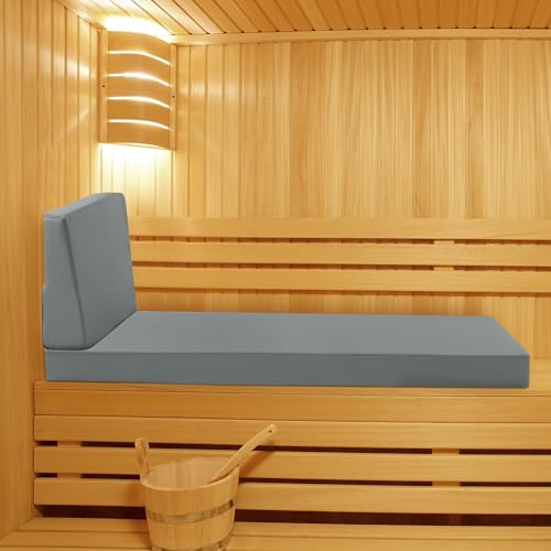 BALAPET Foam Sauna Seat Cushion with Back Support, 3 Inch Thick Heat Insulation Mat for Sauna Bath House Shower Room, Sauna Accessories for Resting(Gray)
