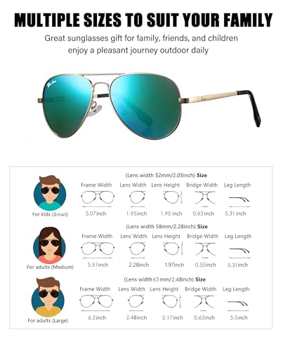 Image of Pro Acme Polarized Aviator Sunglasses for Men and Women 100% UV Protection, 58mm