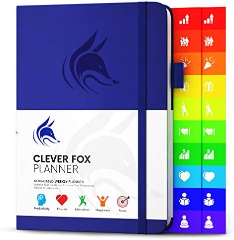 Clever Fox Planner - Weekly & Monthly Planner to Increase Productivity, Time Management and Hit Your Goals  Organizer, Gratitude Journal Undated, Start Anytime,A5, Lasts 1 Year, Silver Black(Weekly)