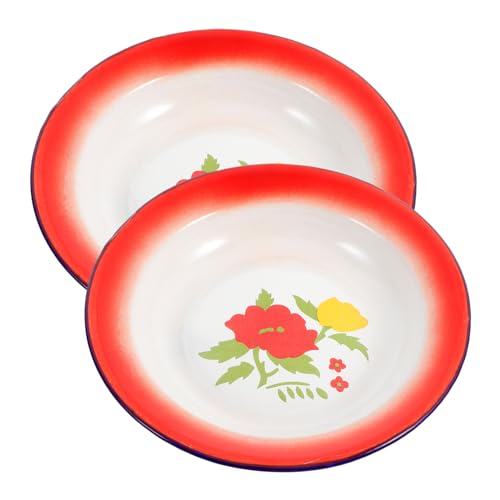 VINTORKY 2 Piezas Platos De Esmalte Vintage Para Servir Comida y Aperitivos Para Restaurante o Cocina Platos Esmaltados Estilo Retro Perfectos Para Guardar y Decorar