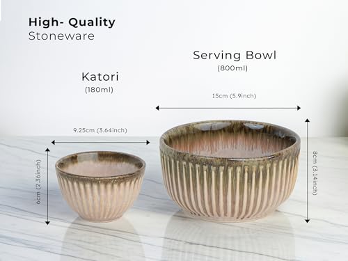 Image of Bodhi House Premium 20-Piece Stoneware Dinner Set Serving for 6 - Handcrafted Ceramic Plates, Bowls & Serving Bowls | Microwave & Dishwasher Safe | Elegant Modern Tableware Crockery Petal Pink