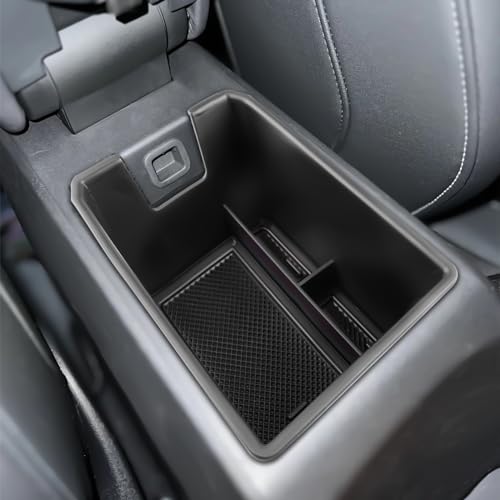 YEE PIN Q4 e-tron Storage Box Compatible with Audi Q4 e-Tron EV/Q5 e-Tron EV 2021-2023 Centre Console Organiser Tray for Armrest Accessories with Non-Slip Mat (with Lock - Black)