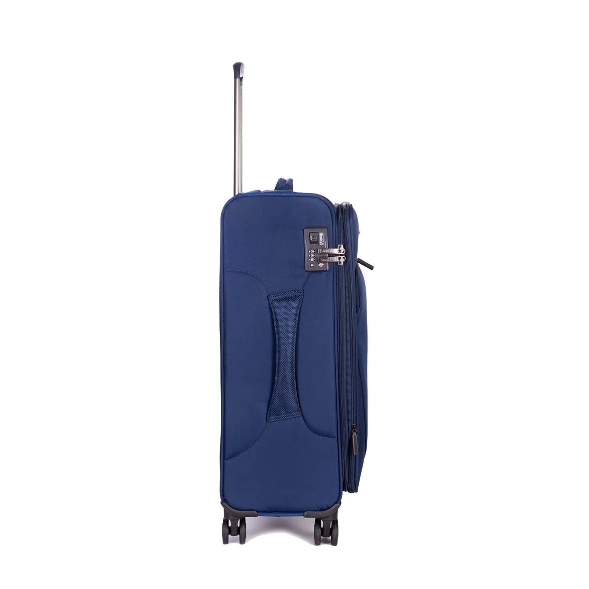 Stratic Mix Koffer Weichschale Reisekoffer Trolley Rollkoffer mittelgroß, TSA Kofferschloss, 4 Rollen, Erweiterbar, Größe M, Blau