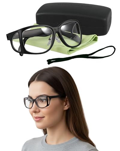 Lumirio 0.75mmpb X-Ray Lead Glasses Eye Safety Glasses with Side Shields Lightweight Lab Dental Glasses with Storage Case Cleaning Cloth Eyeglass Strap for Eye Protection (Black Frame)