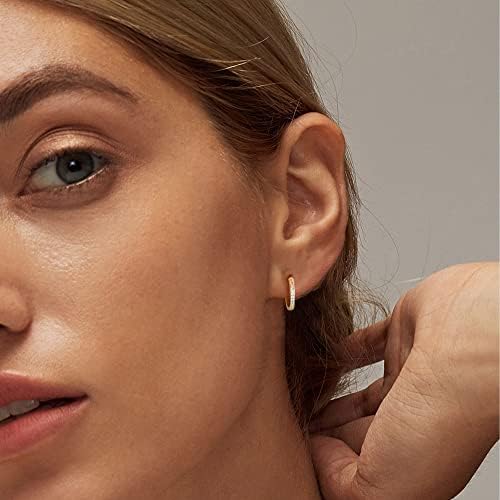 LOLIAS 4Pairs 14K Gold Plated Small Huggies Hoop Earrings for Women Mens CZ Mini Hoop Earrings Hypoallergenic Cartilage Tiny Hoop Cuff Sleeper Earrings Piercing 6mm 8mm 10mm 12mm