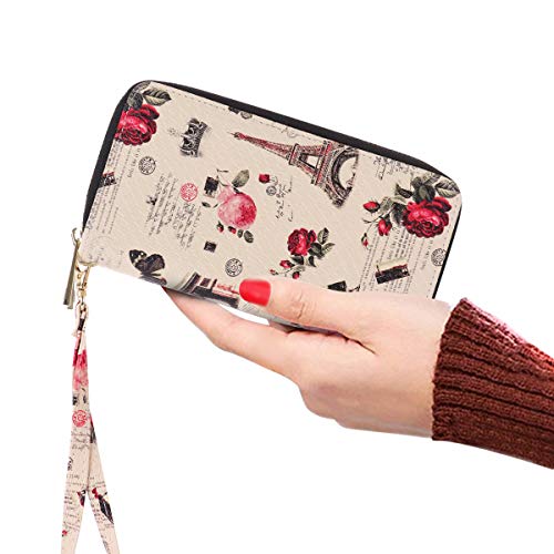Image of XEYOU Double Zipper Long Clutch Wallet Cellphone Wallet for Women with Removable Wristlet Strap for Credit Card, Cash, Coin, Bill