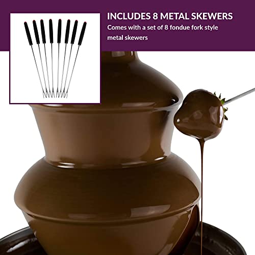 Andrew James Chocolate Fountain with 8 Skewers | 3 Tiers Fondue Set with Extra Deep Drip Tray | Electric Fondue Set Great for Parties and Entertaining | 1 L Capacity Chocolate Fountains - Image 3