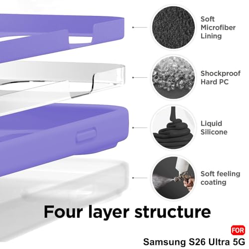 Image of TheGiftKart for Samsung S26 Ultra Case, Liquid Silicone Cover, Soft Micro-Fibre Lining Inside, Raised Edges for Camera & Screen Protection, Shockproof Galaxy S26 Ultra Back Cover (Silicone, Violet)