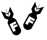 F BOMB 2 STICKER'S GLOSS BLACK COLOR HARD HAT STICKER HELMET STICKER TOOLBOX STICKER 2 Pieces